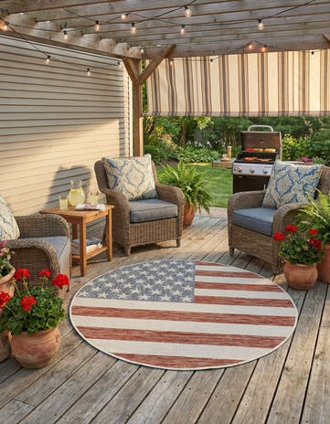 Red Easy-Clean Jill Zarin Indoor / Outdoor Round Rug