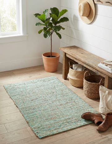 2' x 3' 1 Hand Woven Chenille Jute Rug
