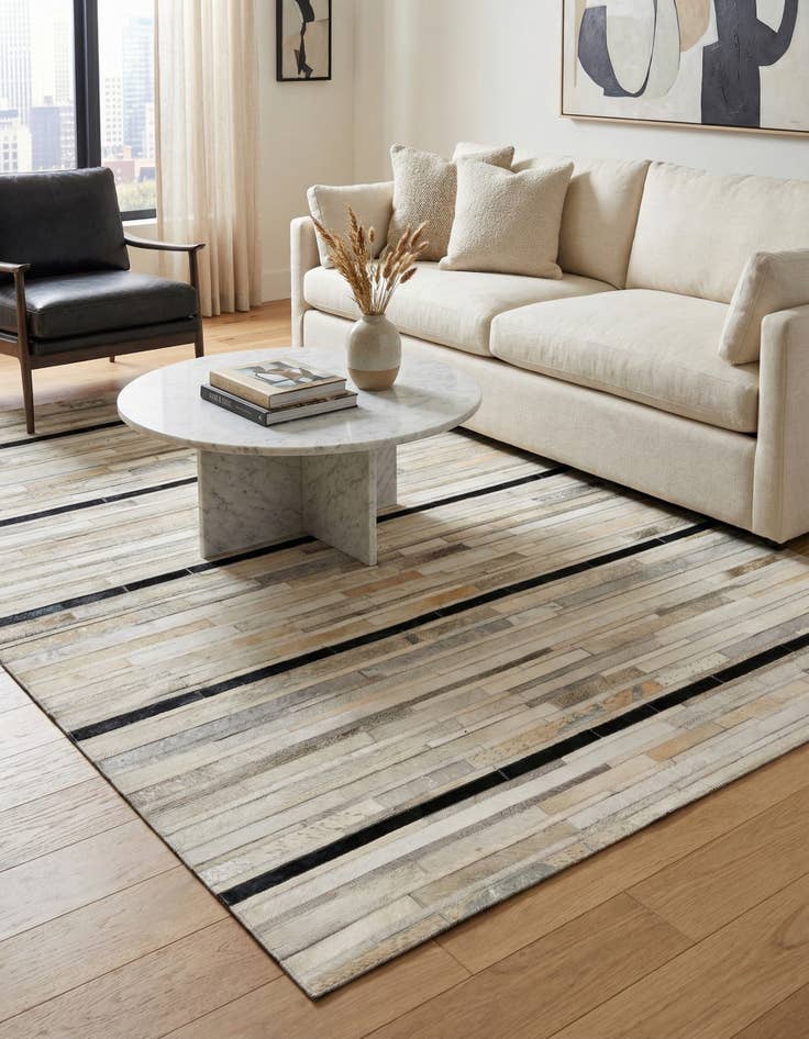 Detail image of  5' 2 x 8' 1 Cowhide - Patchwork Rug