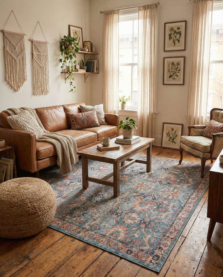 7' 3 x 7' 3 Washable Nostalgia Square Rug