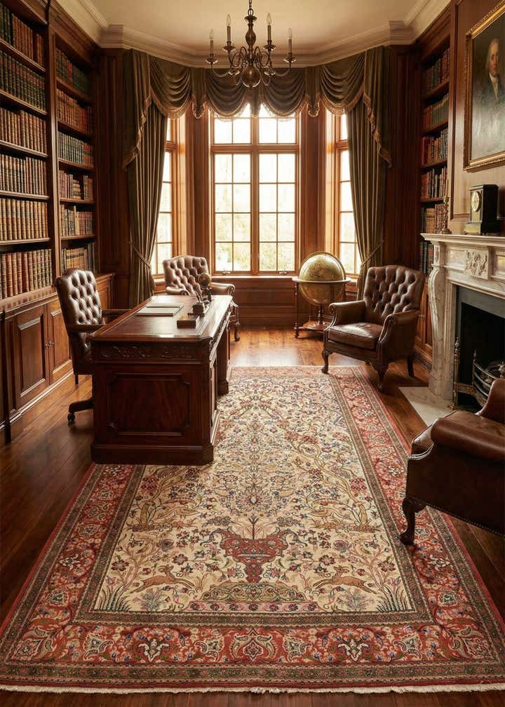 6' 7 x 10' Hand Knotted Qom Persian Rug