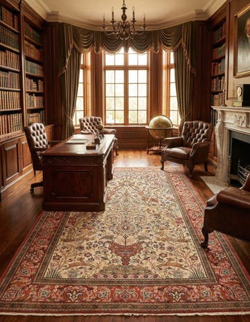 6' 7 x 10' Hand Knotted Qom Persian Rug