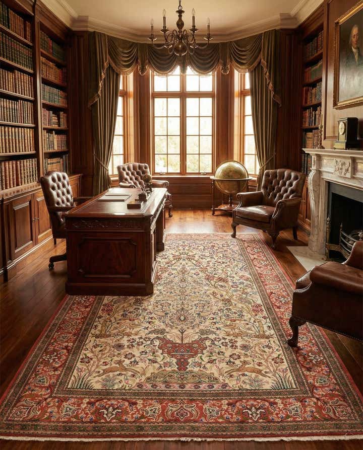 6' 7 x 10' Hand Knotted Qom Persian Rug