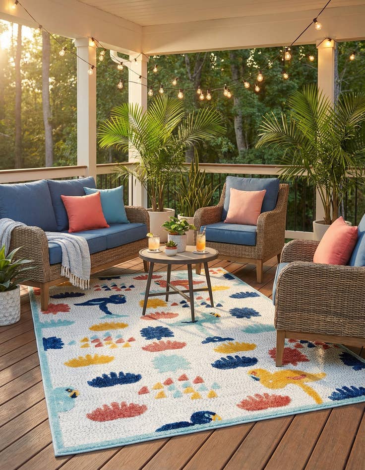 Detail image of 5' 3 x 8'  Washable Belize Indoor / Outdoor Rug