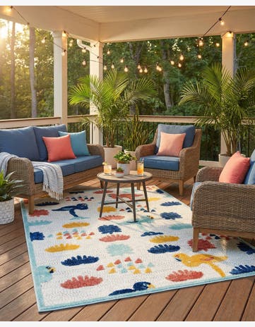 5' 3 x 8' Easy-Clean Belize Indoor / Outdoor Rug