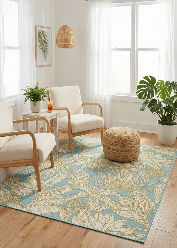 5' x 7' Easy-Clean Botanical Indoor / Outdoor Rug