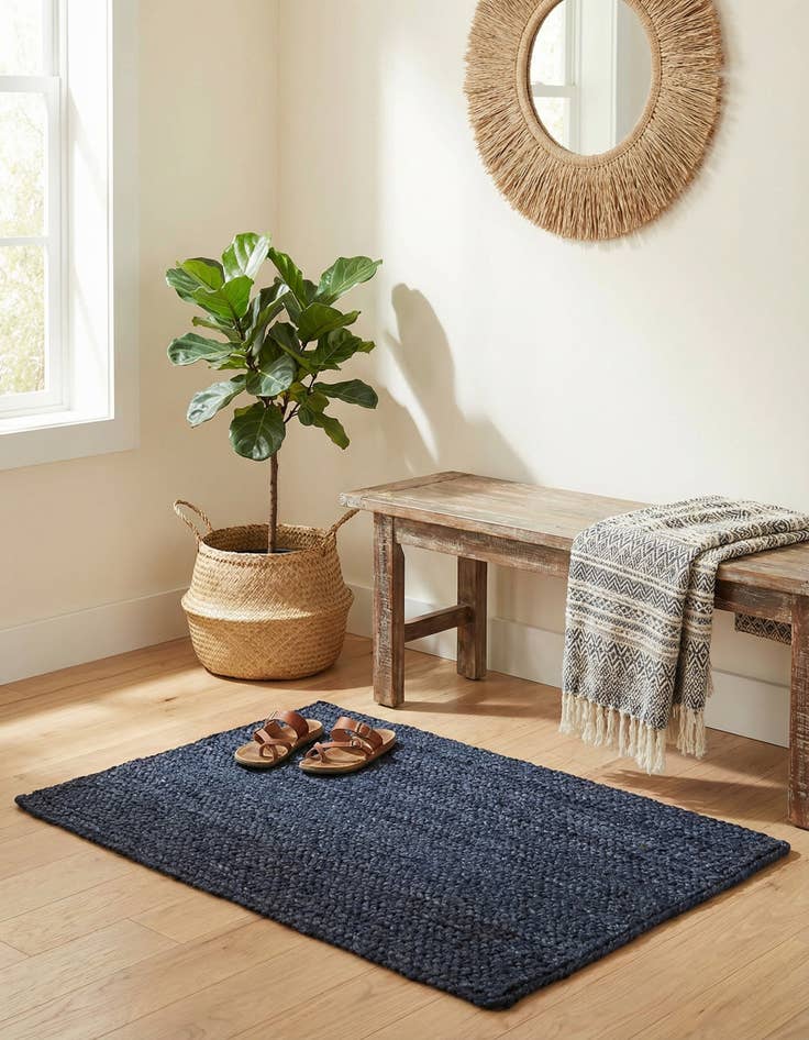 Detail image of 2' x 3' 1  Hand Braided Jute Rug