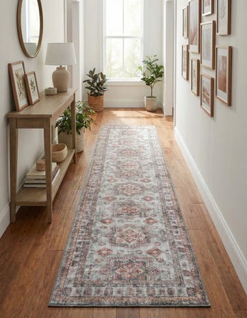 Ivory Washable Timeless Runner Rug
