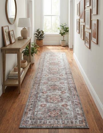 Ivory Washable Timeless Runner Rug
