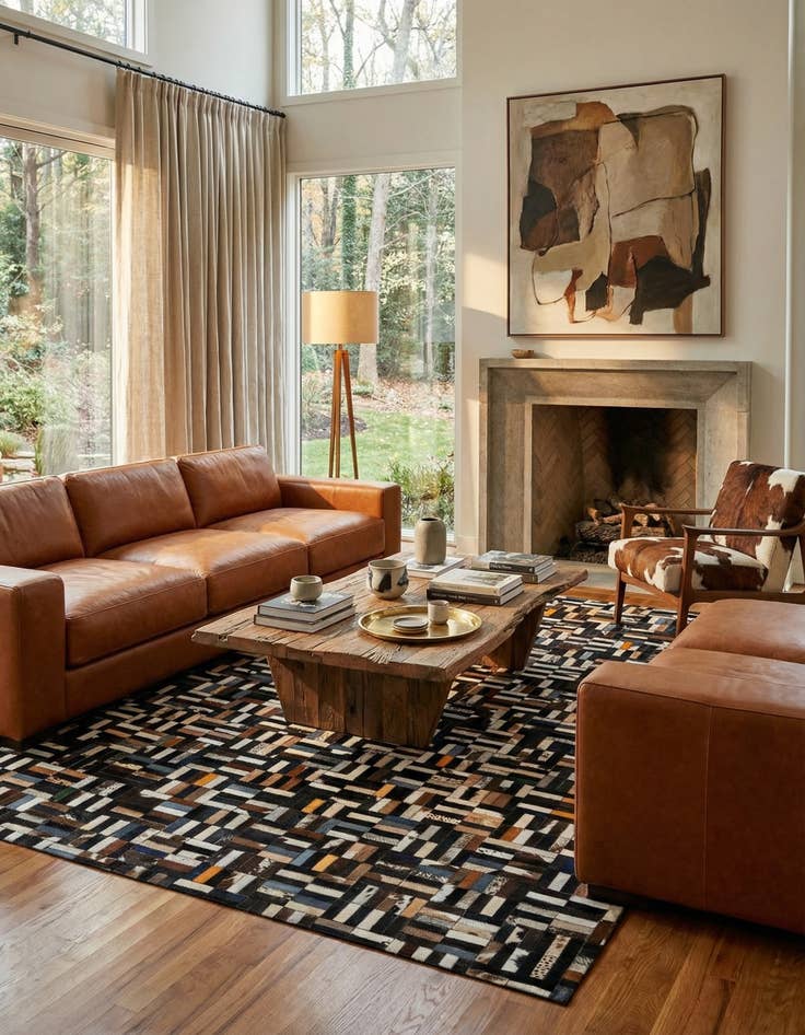 Detail image of  5' 1 x 8' 1 Cowhide - Patchwork Rug