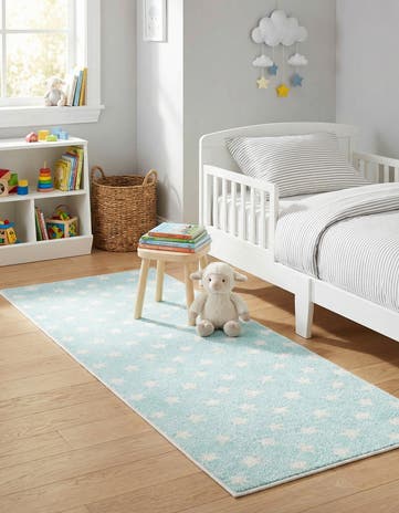 Clear Blue Whimsy Kids Runner Rug