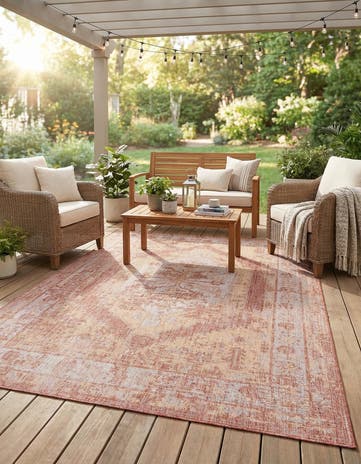 7' 10 x 11' Easy-Clean Traditional Indoor / Outdoor Rug