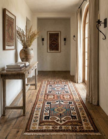4' 9 x 10' 6 Hand Woven Kilim Fars Wool Runner Rug