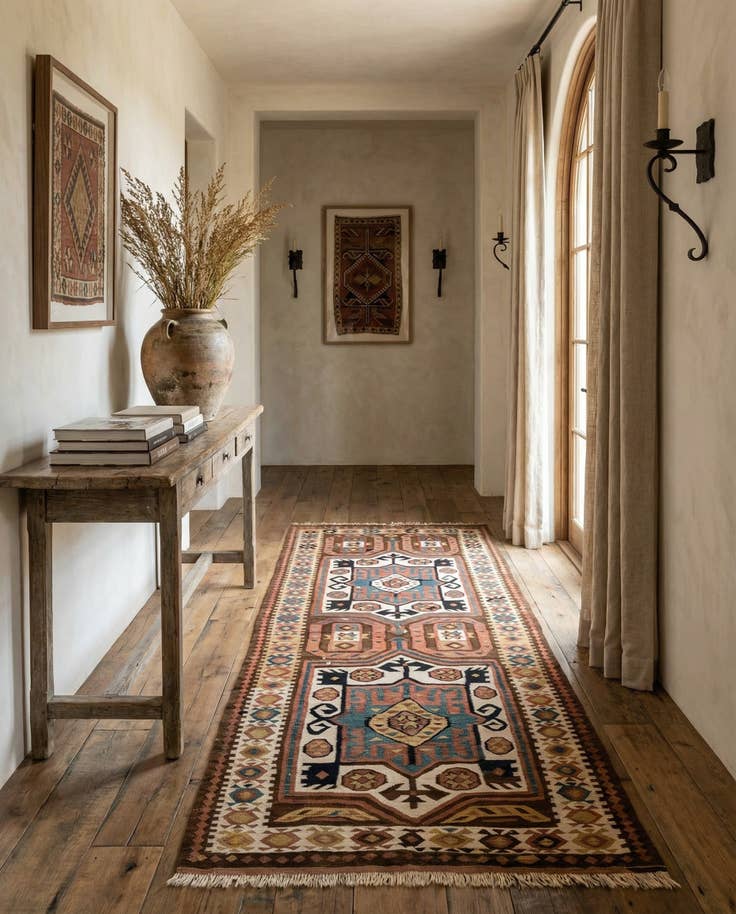 Detail image of 4' 9 x 10' 6 Hand Woven Kilim Fars Wool Runner Rug