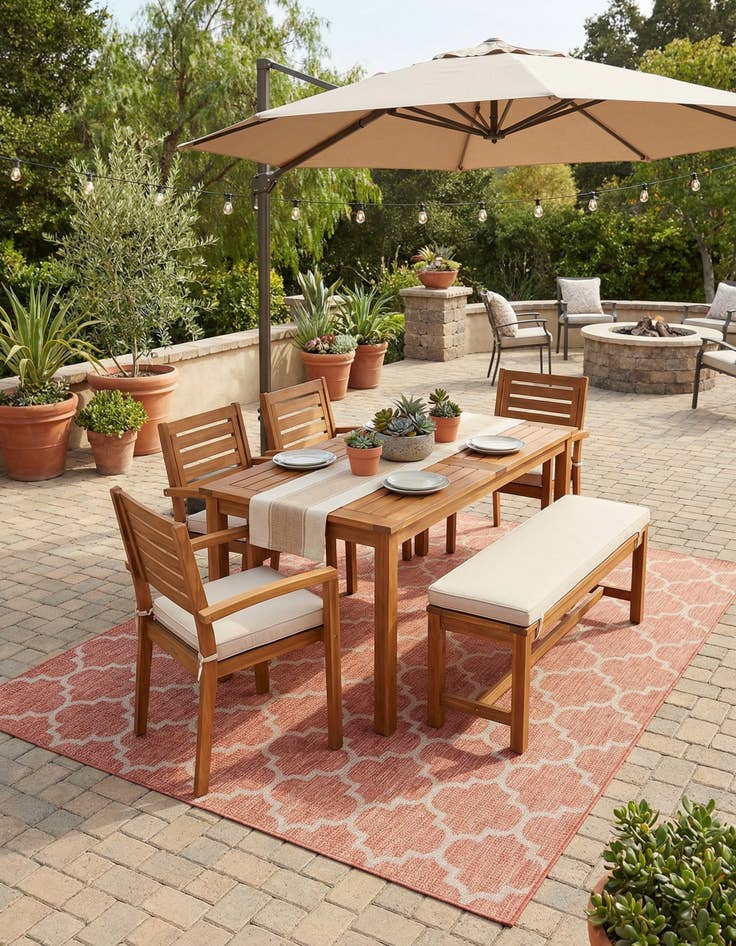 Detail image of  9' x 12'  Washable Lattice Indoor / Outdoor Rug