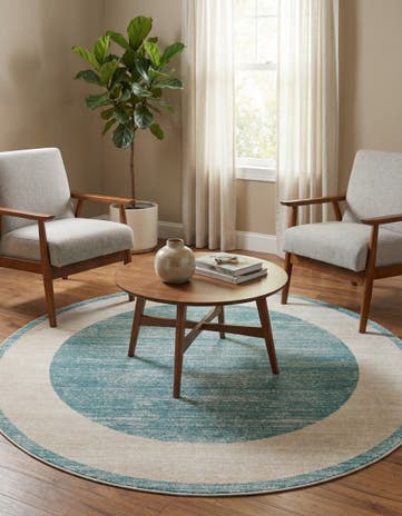 Jill Zarin Turquoise Uptown Yorkville Round Rug