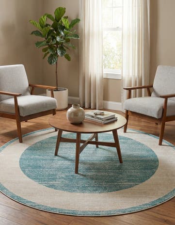 Jill Zarin Turquoise Uptown Yorkville Round Rug