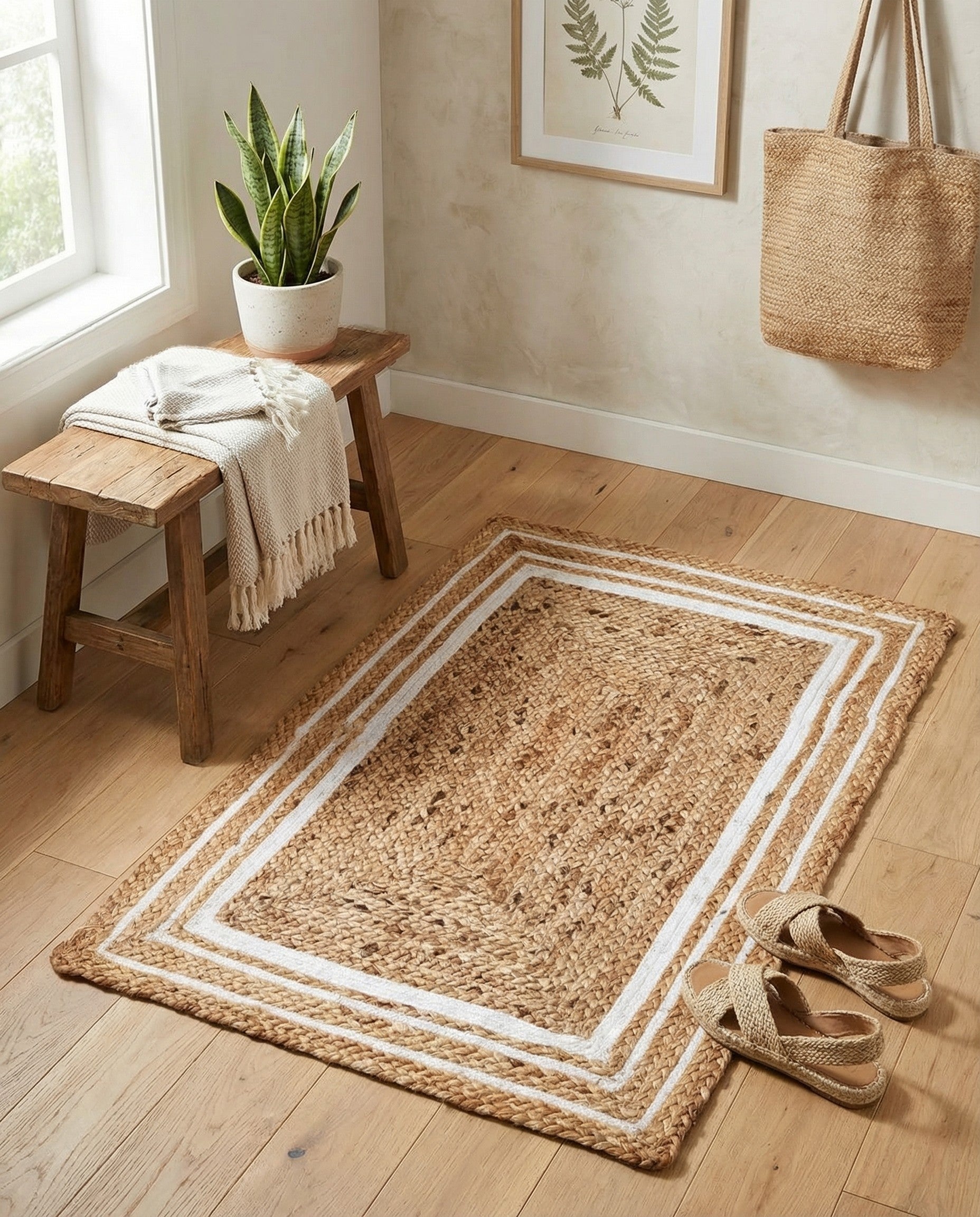  2' x 3' 1  Hand Braided Jute Rug