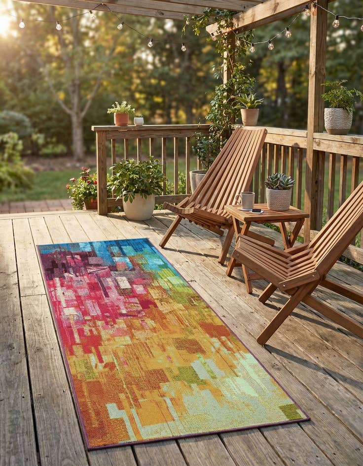 Detail image of 2' x 6'  Washable Modern Indoor / Outdoor Runner Rug