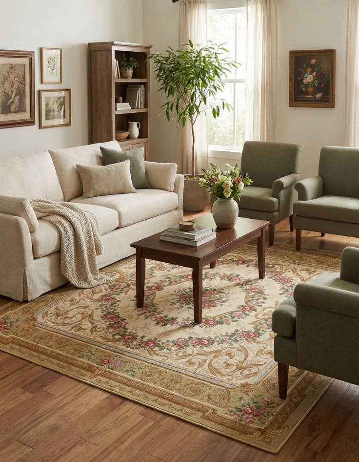 Detail image of  7' 10 x 7' 10  Washable Traditional Indoor / Outdoor Square Rug