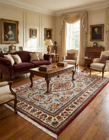 4' 11 x 6' 11 Hand Knotted Qom Persian Rug