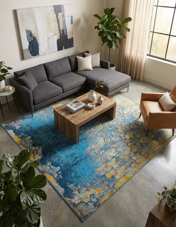 Detail image of  10' x 10'  Washable Modern Indoor / Outdoor Square Rug