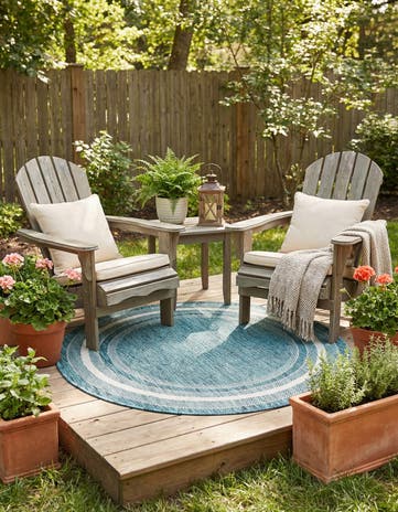 3' x 3' Easy-Clean Border Indoor / Outdoor Round Rug