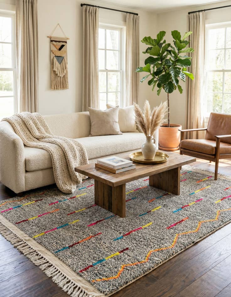 Detail image of 5' x 6' 6 Hand Knotted Moroccan Wool Rug