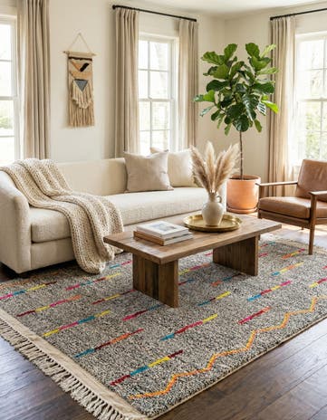 5' x 6' 6 Hand Knotted Moroccan Wool Rug