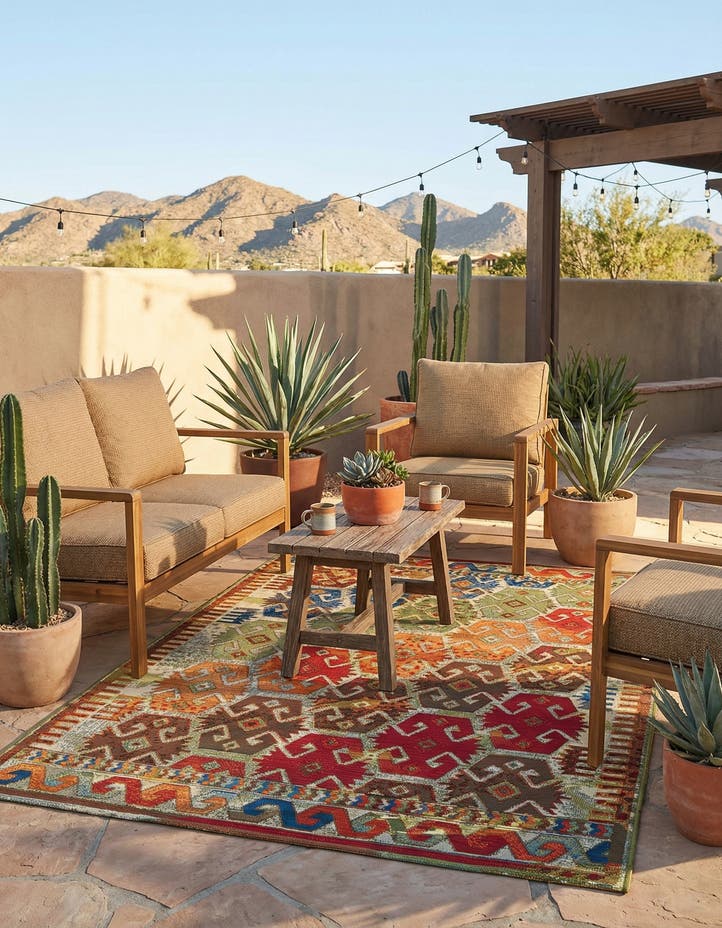 4' x 6' Easy-Clean Southwestern Indoor / O...
