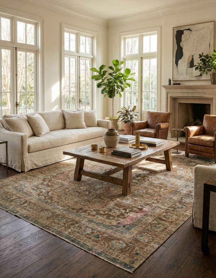 Detail image of 9' 4 x 11' 10  Hand Knotted Ultra Vintage Persian Wool Rug