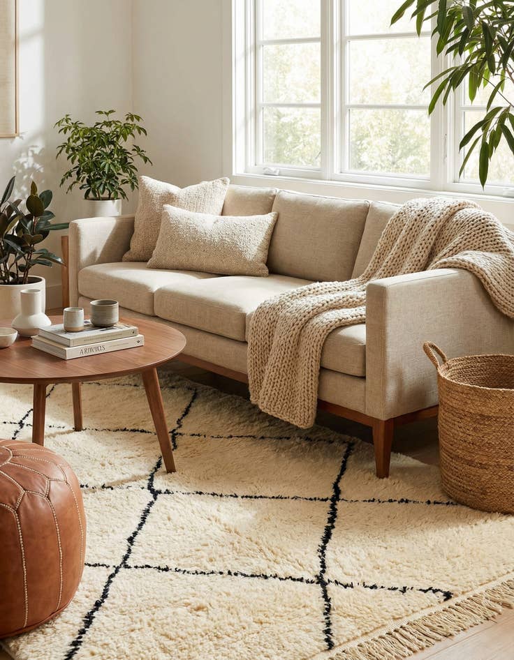 Detail image of 5' 2 x 8' 2  Hand Knotted Moroccan Wool Rug