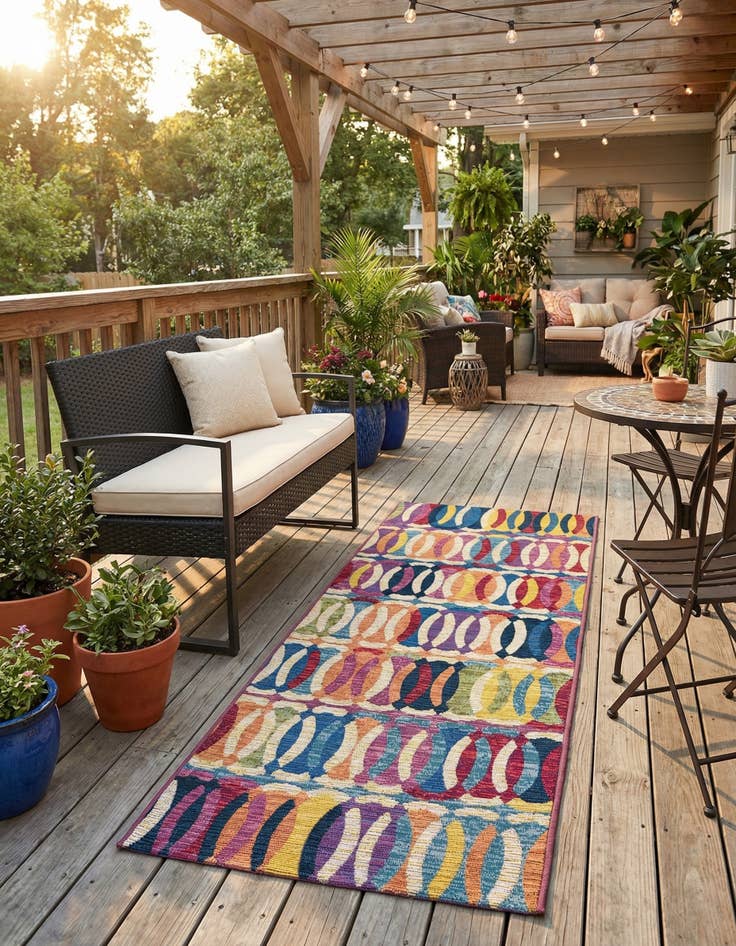 Detail image of 2' x 5'  Washable Modern Indoor / Outdoor Runner Rug