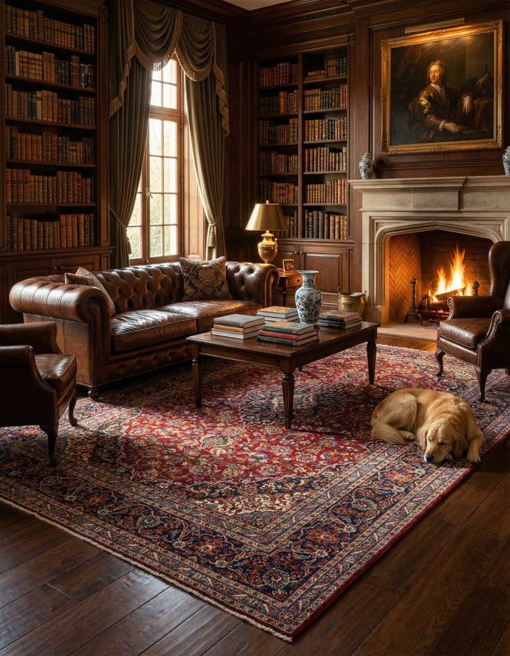 Detail image of 9' 10 x 13'  Hand Knotted Kashan Persian Wool Rug