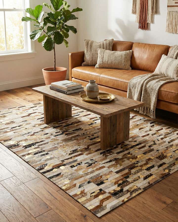 4' 2 x 5' 11 Cowhide - Patchwork Rug