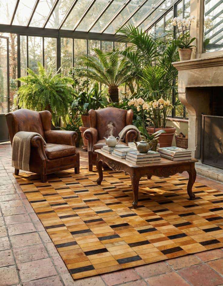 Detail image of  5' 1 x 8' Cowhide - Patchwork Rug