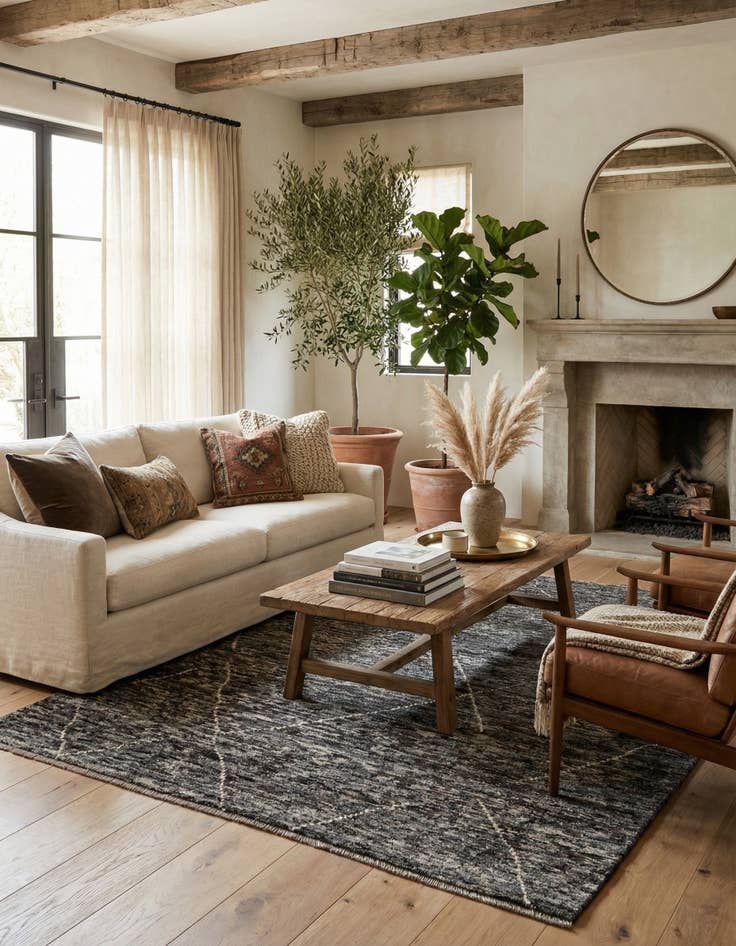 Detail image of  4' 7 x 6' 5  Hand Knotted Moroccan Wool Rug