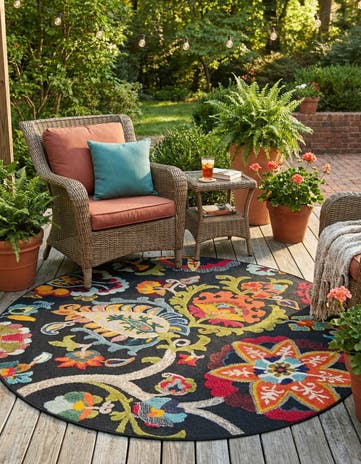 6' x 6' Easy-Clean Casablanca Indoor / Outdoor Round Rug