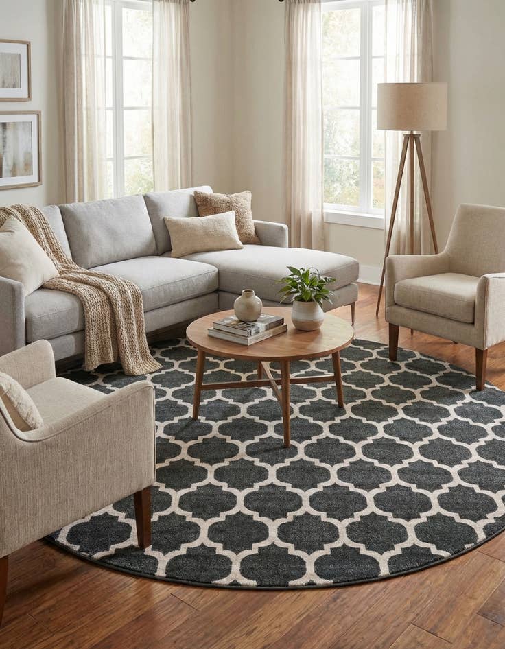 Detail image of  12' 2 x 12' 2 Lattice Round Rug