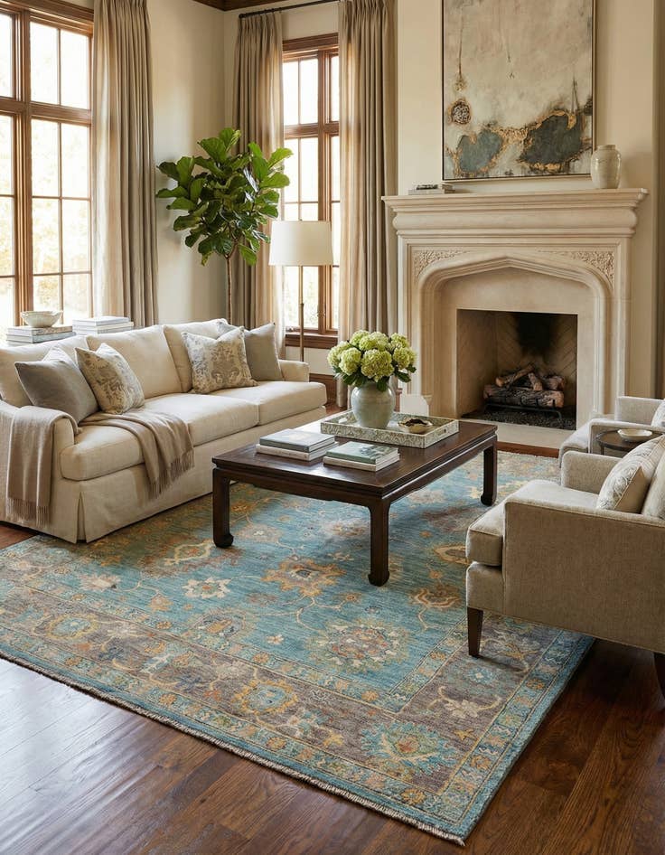 Detail image of 7' 9 x 9' 10  Hand Knotted Oushak Rug