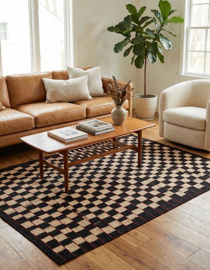 Detail image of 5' x 6' 2  Hand Woven Kilim Modern Wool Rug