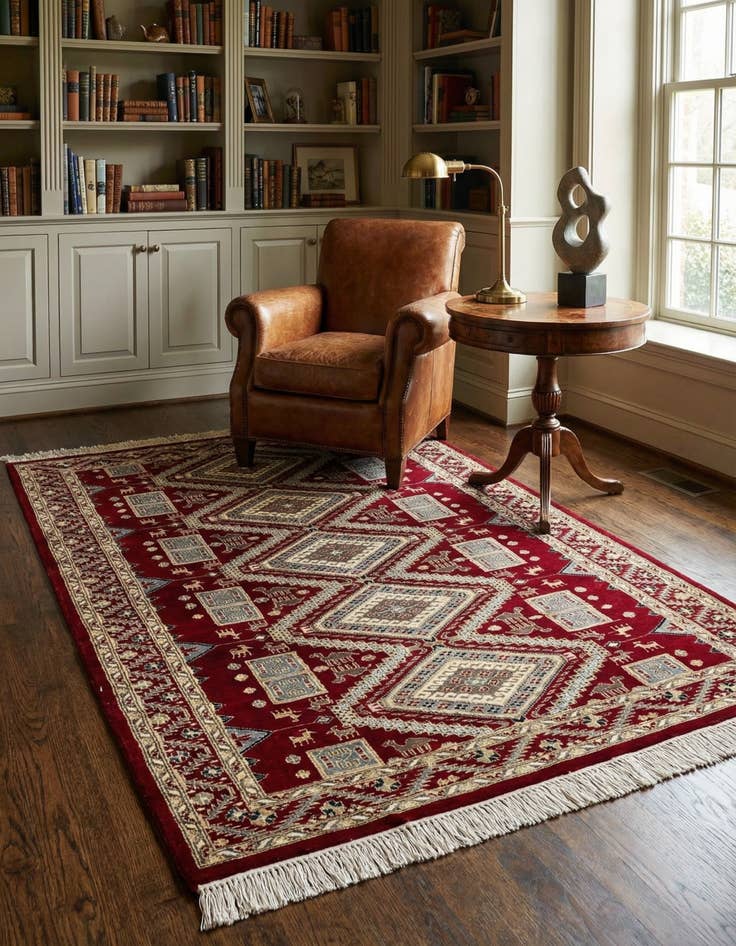 Detail image of  4' 3 x 6' 2  Hand Knotted Bokhara Oriental Rug