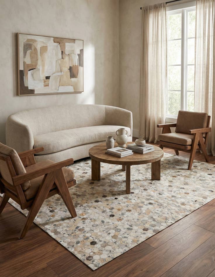 Detail image of 5' 1 x 8' 1 Cowhide Stocks Rug