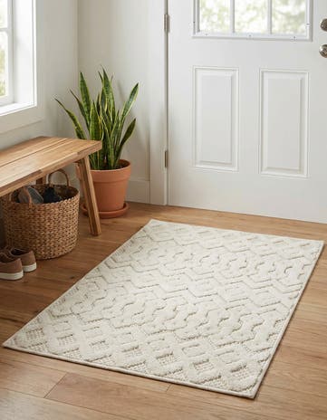 2' x 3' Easy-Clean Trellis Textured Indoor / Outdoor Rug