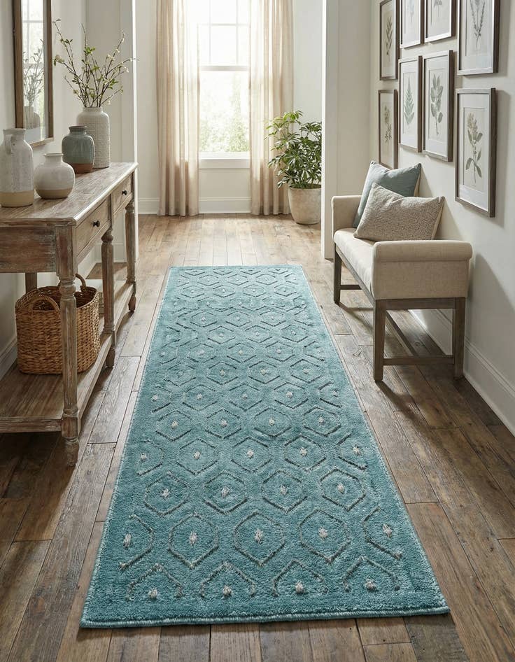 Detail image of 2' x 6' Easy-Clean Trellis Textured Indoor / Outdoor Runner Rug