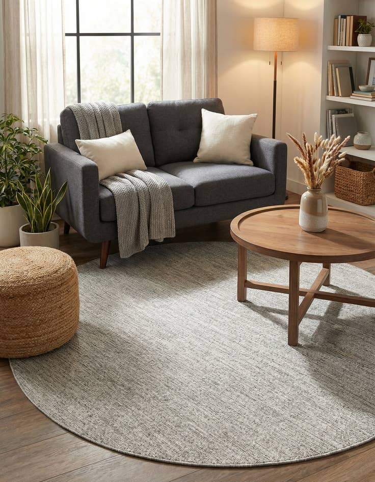 Detail image of 6' x 6'  Washable Solid Indoor / Outdoor Round Rug