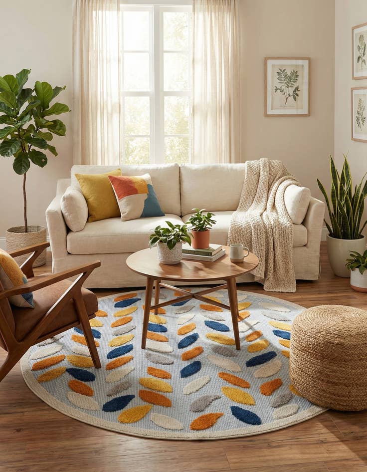 Detail image of 5' 3 x 5' 3  Washable Aruba Indoor / Outdoor Round Rug