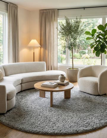 Light Gray Everyday Shag Round Rug