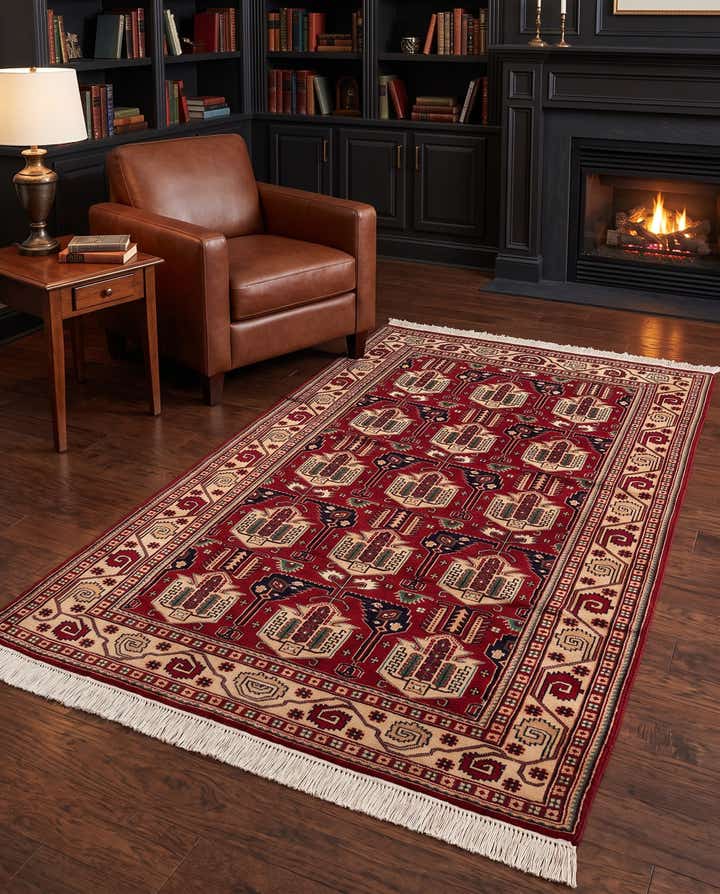 125cm x 215cm anudado a mano Kazak Alfombra Oriental Lana