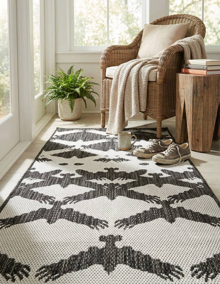 Detail image of 2' x 4'  Washable Modern Indoor / Outdoor Runner Rug